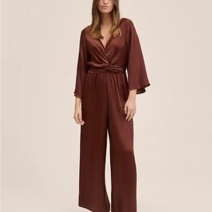 COPY - MANGO Belted Satin Wide Leg Jumpsuit